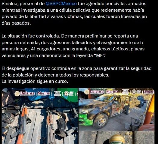 Violento ataque en Culiacán, Sinaloa, contra personal de Harfuch deja saldo fatal