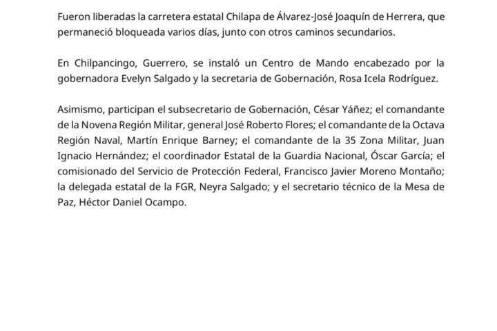 Autoridades recuperan control de Chilapa, Guerrero tras hechos violentos