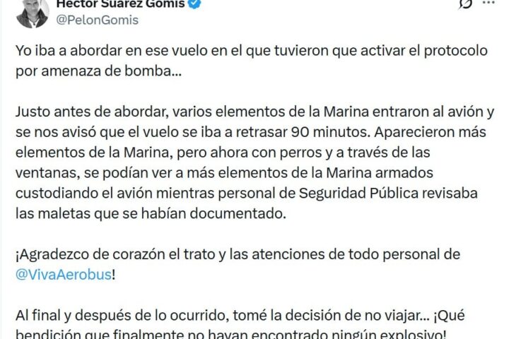 Héctor Suárez Gomís sobre protocolo por amenaza de bomba en el AICM