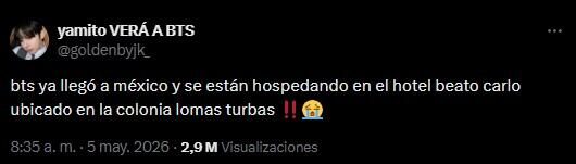 ARMY de Japón confundió un albur con la dirección del hotel de BTS en México