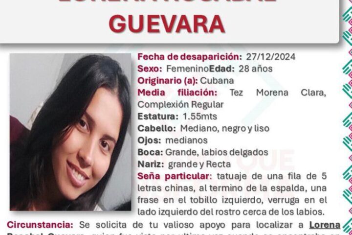 Ficha de búsqueda de migrante cubana desparecida en Chiapas en 2024