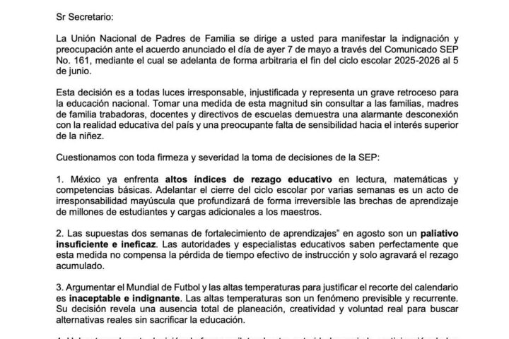 UNPF arremete contra Mario Delgado por recortar el calendario escolar