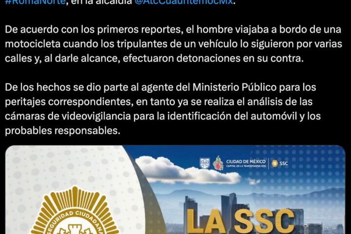 Balacera en Roma Norte deja un muerto; lo atacaron mientras iba en motocicleta