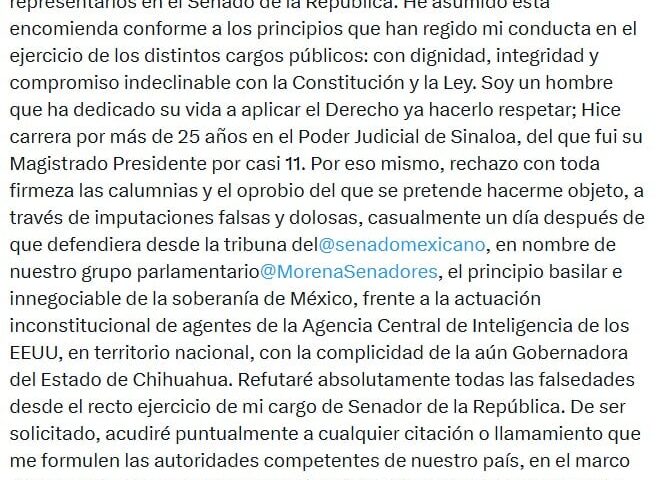 Enrique Inzunza descarta pedir licencia ante investigación de la FGR