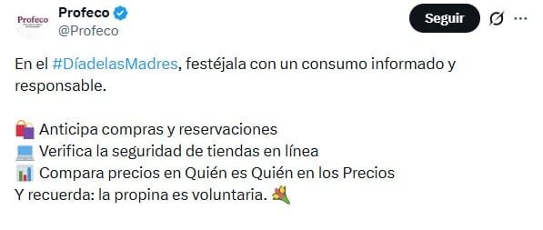 Recomendaciones Profeco Día de las Madres