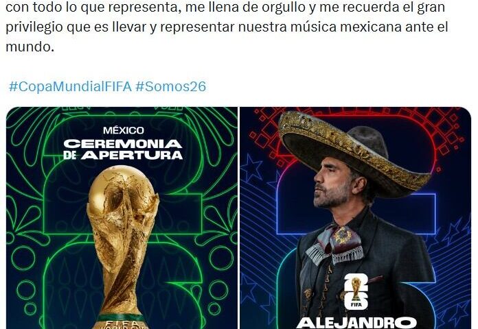 Alejandro Fernández llama “un honor” representar a México en el Mundial 2026