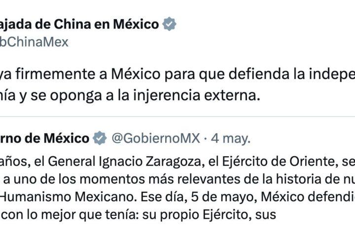 China respalda soberanía de México en conmemoración del 5 de mayo