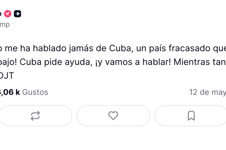 Donald Trump crítica a Cuba en su red social Truth