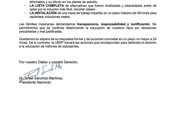 UNPF arremete contra Mario Delgado por recortar el calendario escolar
