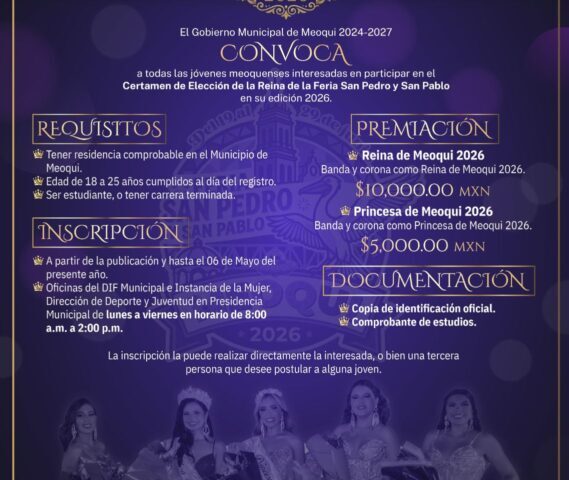 Abren convocatoria para la nueva Reina de la Feria San Pedro y San Pablo 2026