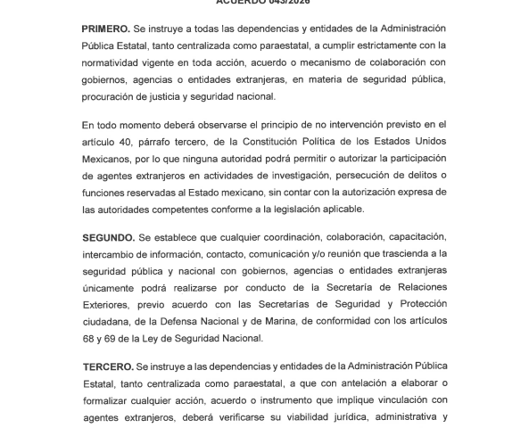 Decreto limita cooperación con agencias extranjeras