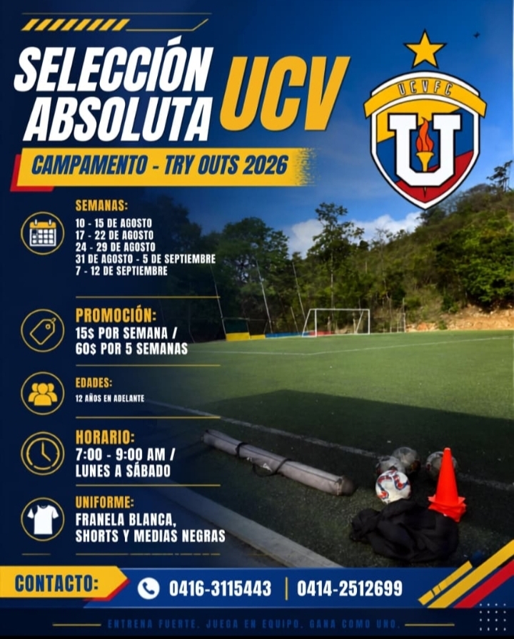 Campamento de fútbol y try outs de la selección absoluta de la UCV en Sierra Maestra