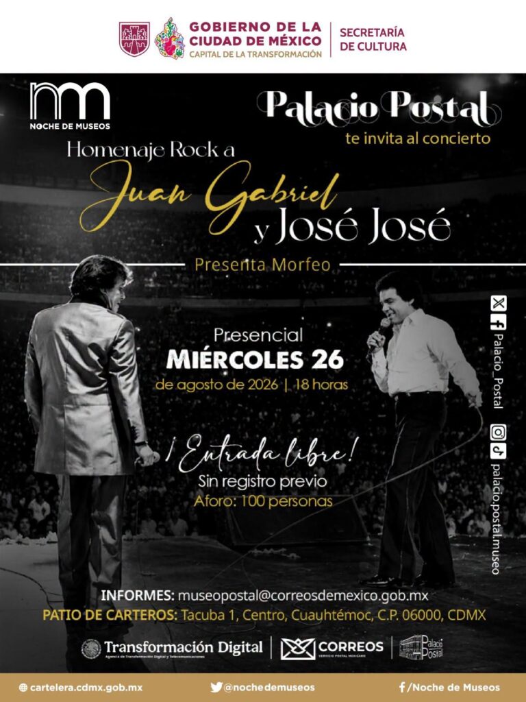 El Palacio Postal de la Ciudad de México albergará un tributo musical gratuito para recordar a Juan Gabriel y José José