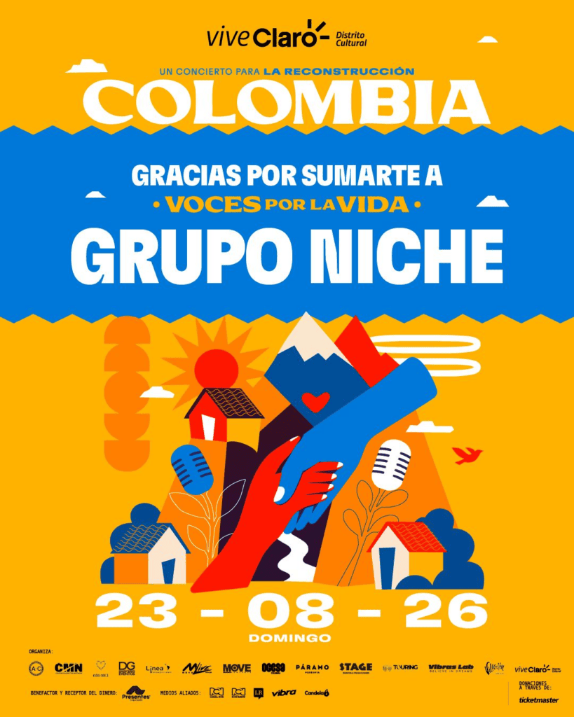 Grupo Niche confirma su participación en el gran concierto solidario por los damnificados del terremoto en Colombia