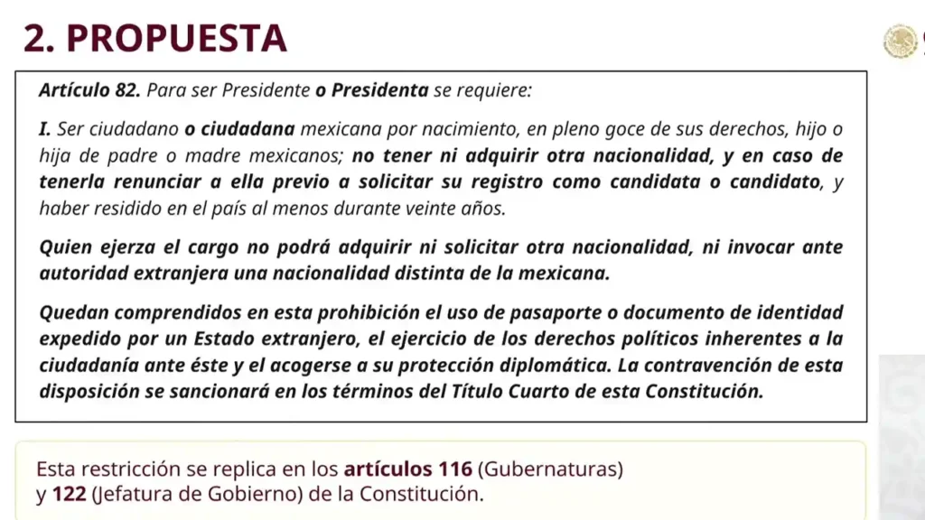 Iniciativa de Claudia Sheinbaum busca prohibir la doble nacionalidad en la presidencia y gubernaturas
