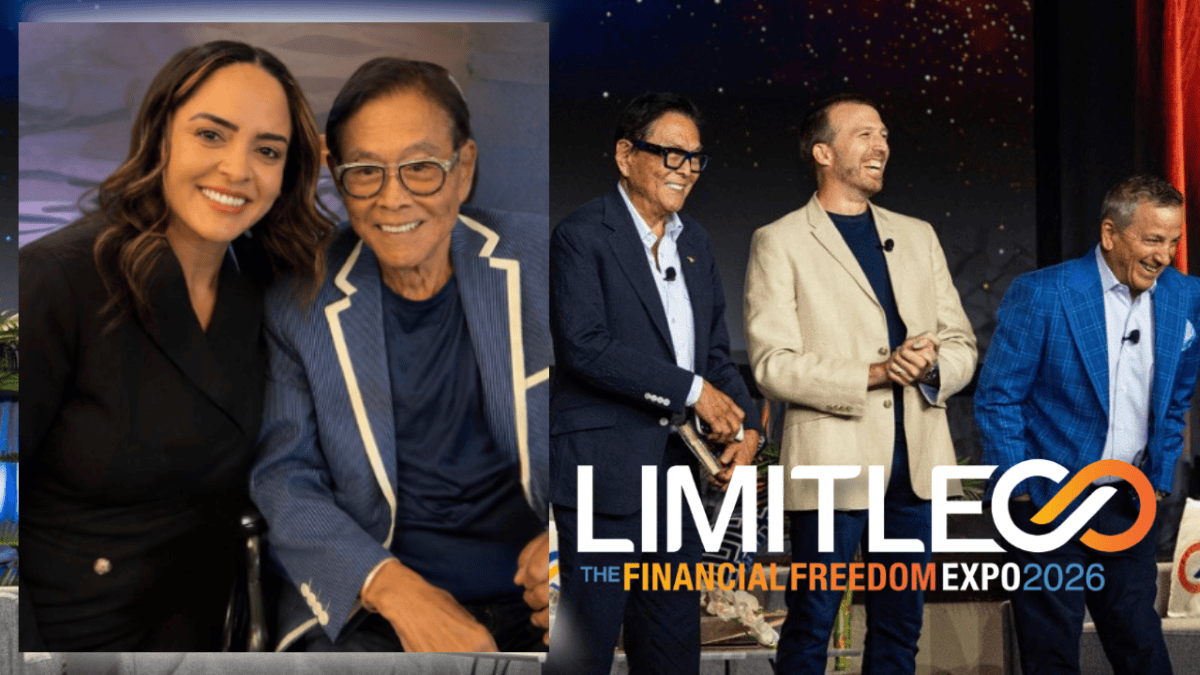 La empresaria Ani Miller intercambia visiones sobre libertad financiera con Robert Kiyosaki en la cumbre Limitless 2026