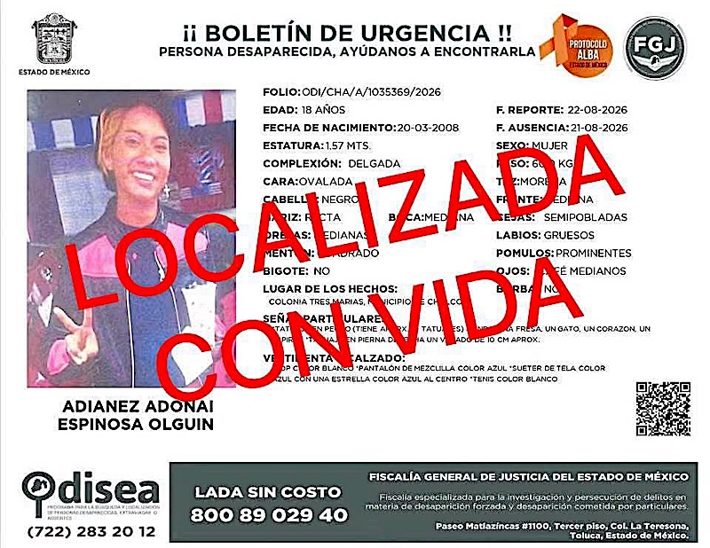 Localizan con vida y con huellas de violencia a joven desaparecida tras solicitar un viaje en moto