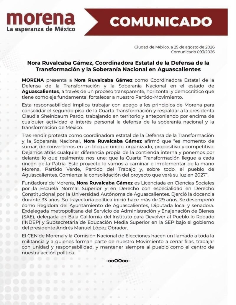 Morena inicia el nombramiento de coordinadores estatales y pide estar atentos al caso de Chihuahua