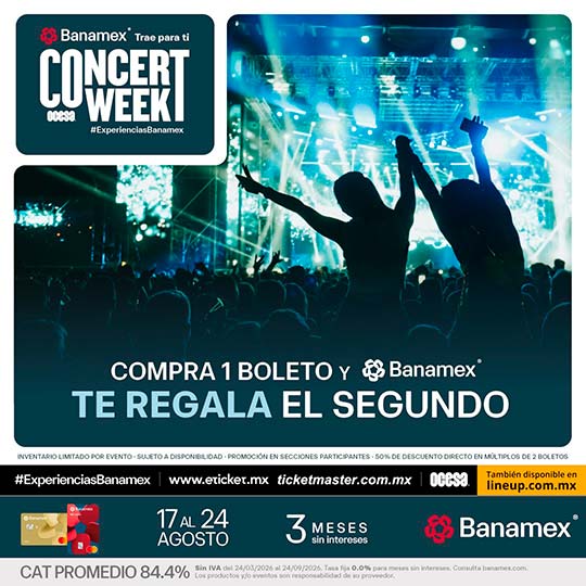 vuelve concert week 2026 con la promoción de boletos al dos por uno en eventos seleccionados