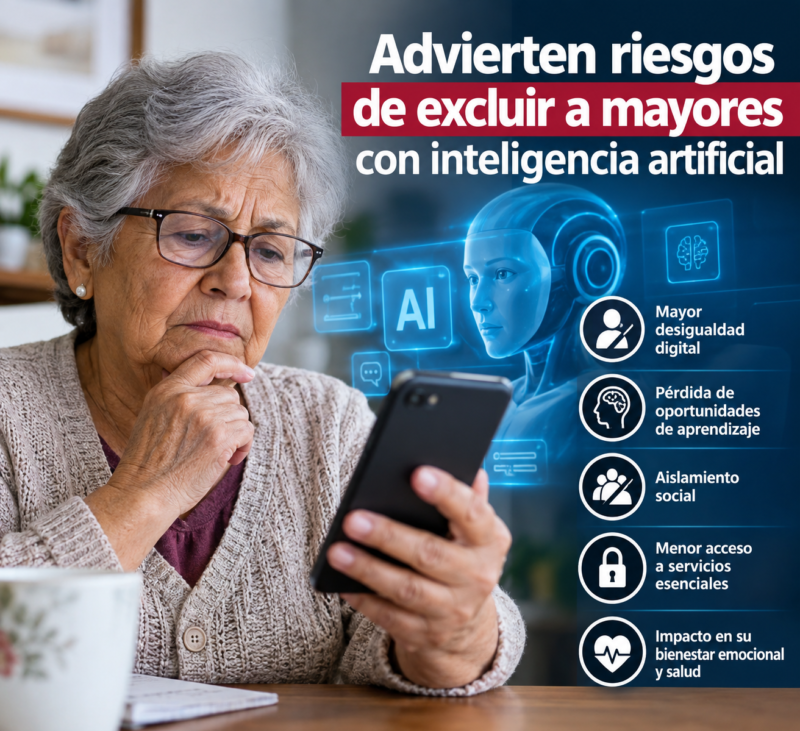 Alertan sobre peligros de exclusión digital a adultos mayores ante el avance de la inteligencia artificial