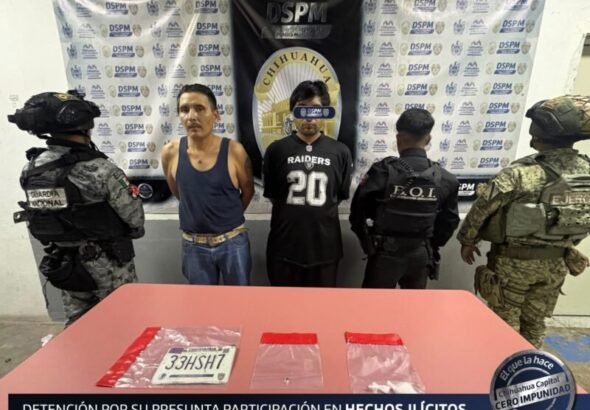 Capturan a dos sujetos con droga sintética y una motocicleta de matrícula apócrifa