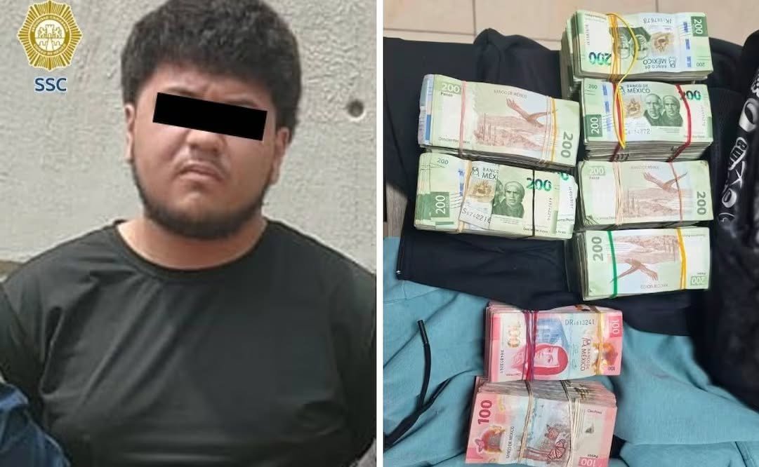 Detienen a hombre con medio millón de pesos en efectivo cuando intentaba ingresar al Zócalo