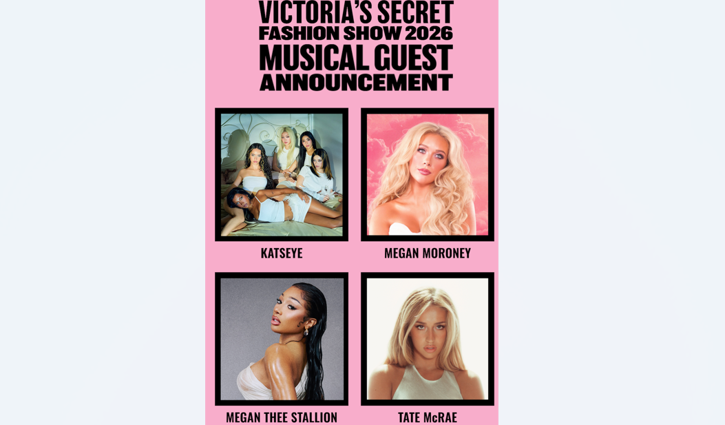 El famoso desfile de Victoria’s Secret revela su cartel musical exclusivamente femenino para el año 2026