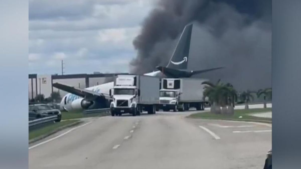 Un avión de carga de Prime Air sufre un grave accidente al salirse de la pista en Miami