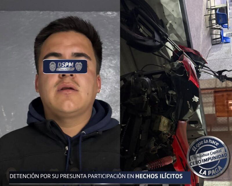 Aseguran a motociclista con posible marihuana y matrículas falsas durante operativo nocturno en la colonia San Felipe