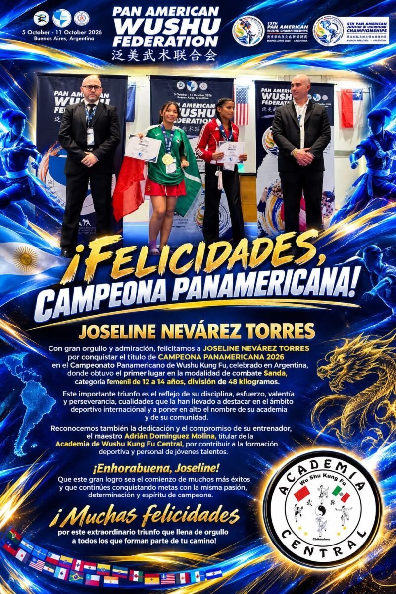 Atleta juvenil se corona campeona panamericana de wushu kung fu en tierras sudamericanas