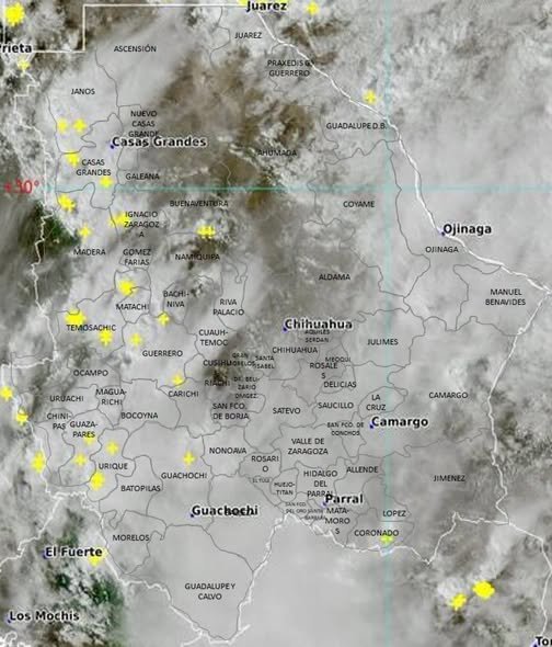 Emiten alerta por precipitaciones y posible caída de granizo en más de cincuenta demarcaciones chihuahuenses