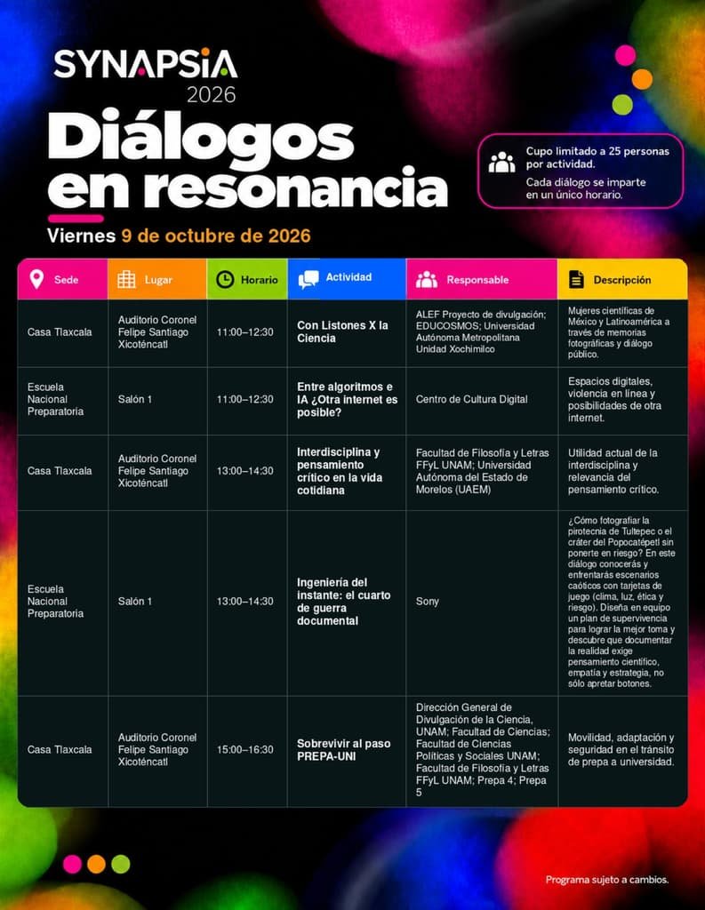 Festival Synapsia de la UNAM regresa al Centro Histórico con cientos de actividades gratuitas