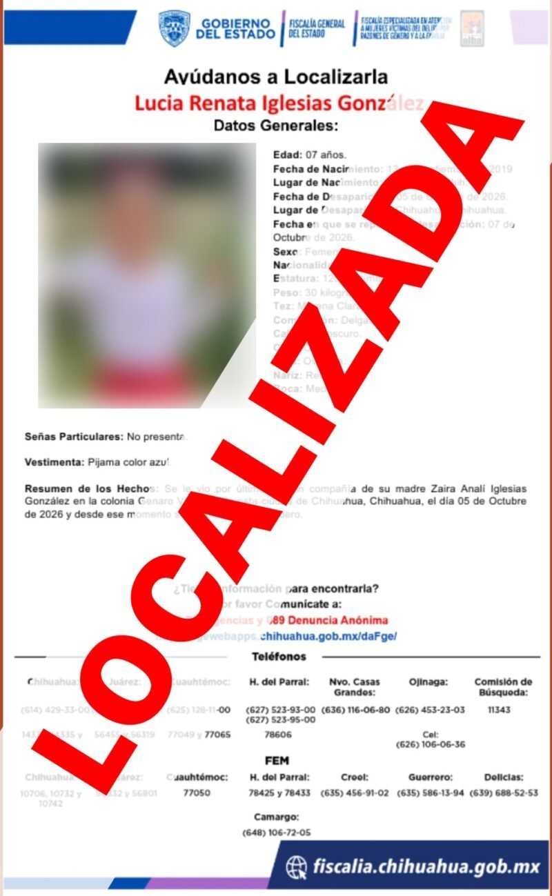 Localizan sanas y salvas a seis mujeres y menores que contaban con reporte de ausencia en Chihuahua